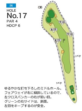 三島ゴルフ倶楽部 IN17番ホール コース図