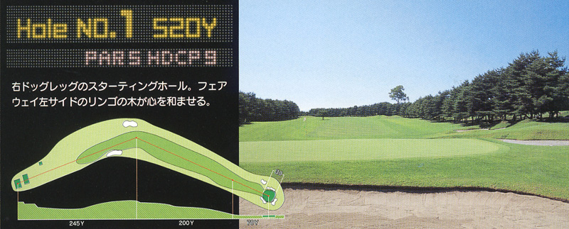 十和田国際カントリークラブ OUT1番ホール コース図