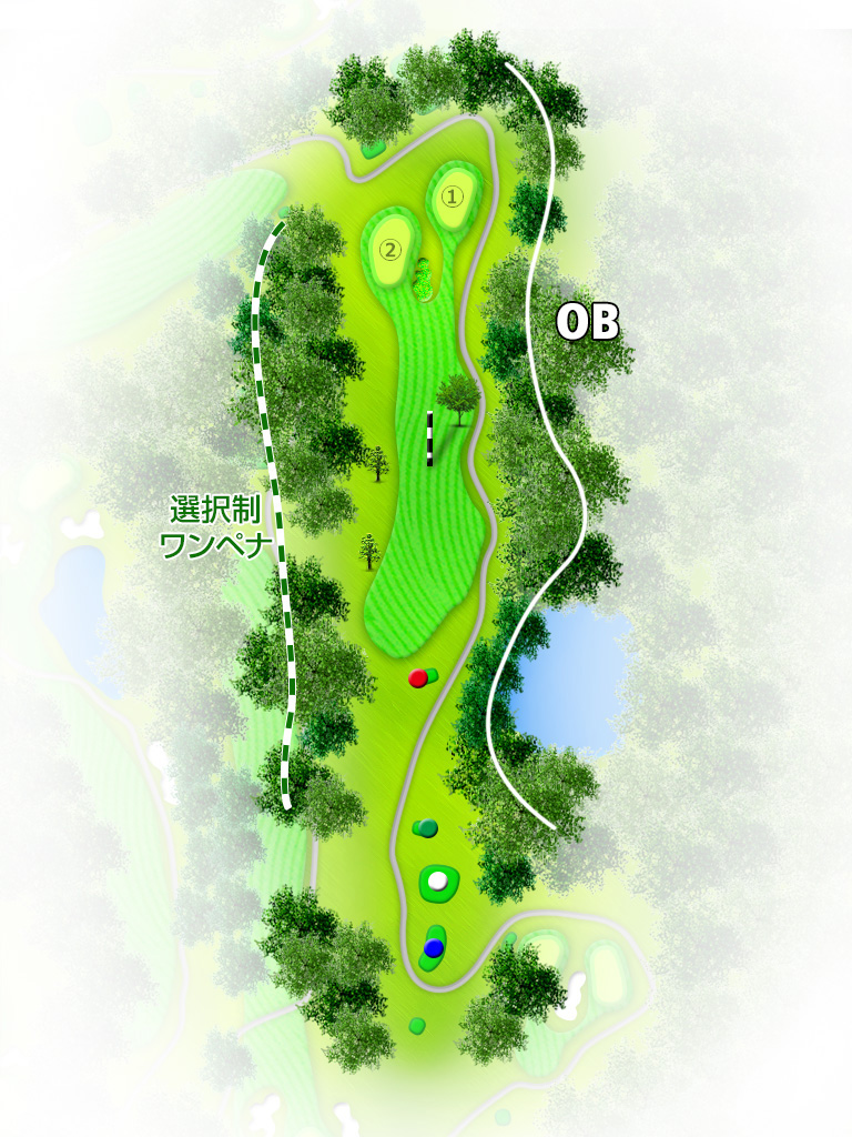 甘楽カントリークラブ IN15番ホール コース図