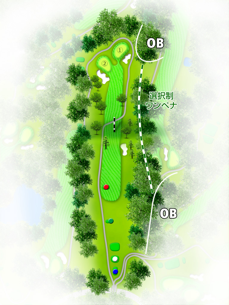 甘楽カントリークラブ OUT1番ホール コース図
