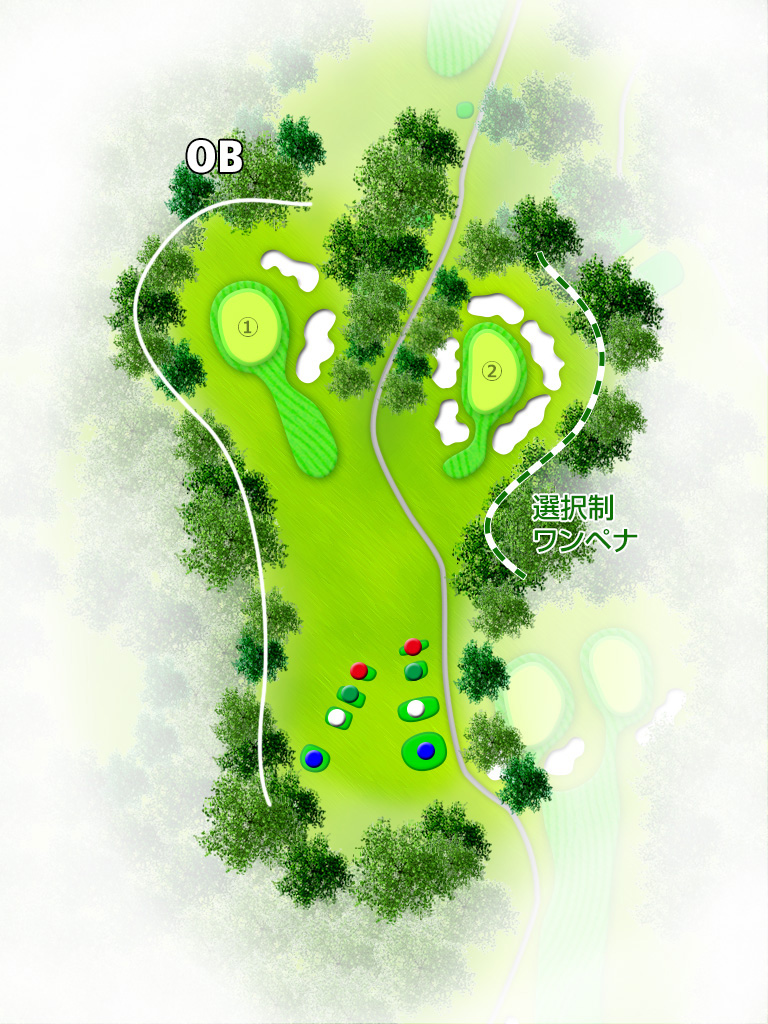 甘楽カントリークラブ OUT4番ホール コース図