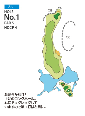 ＰＧＭ富岡カントリークラブ ノースコース ブルーコース1番ホール コース図