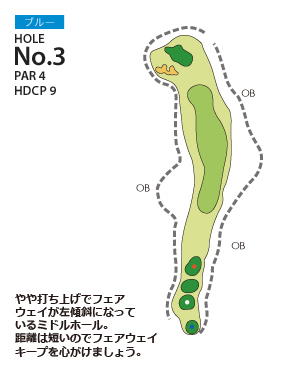 ＰＧＭ富岡カントリークラブ ノースコース ブルーコース3番ホール コース図