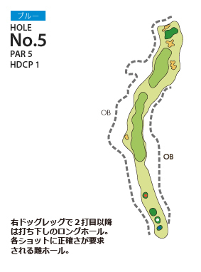 ＰＧＭ富岡カントリークラブ ノースコース ブルーコース5番ホール コース図
