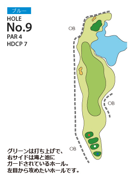 ＰＧＭ富岡カントリークラブ ノースコース ブルーコース9番ホール コース図