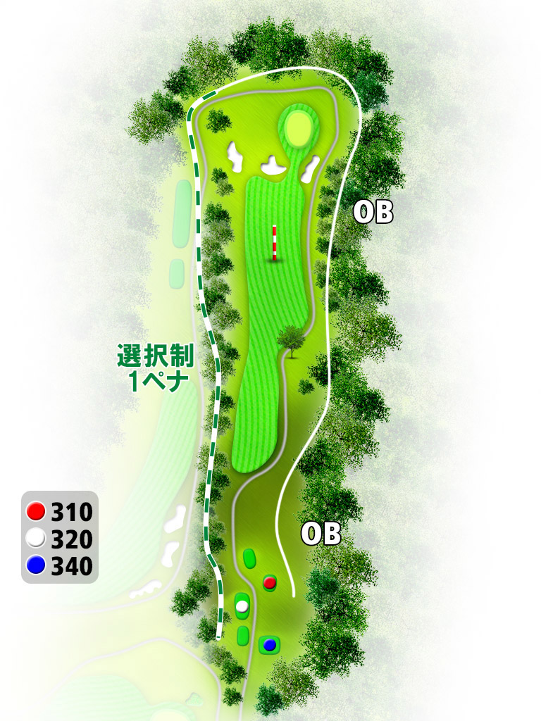 広陵カントリークラブ 北コース4番ホール コース図