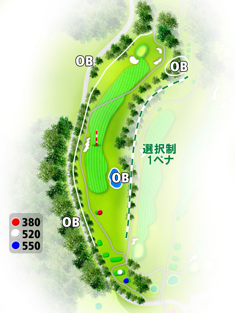広陵カントリークラブ 南コース1番ホール コース図