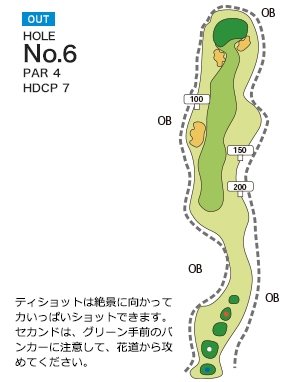 アークよかわゴルフ倶楽部 OUT6番ホール コース図