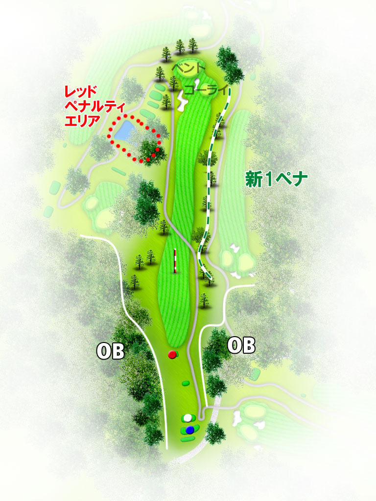関東国際カントリークラブ 東コース2番ホール コース図