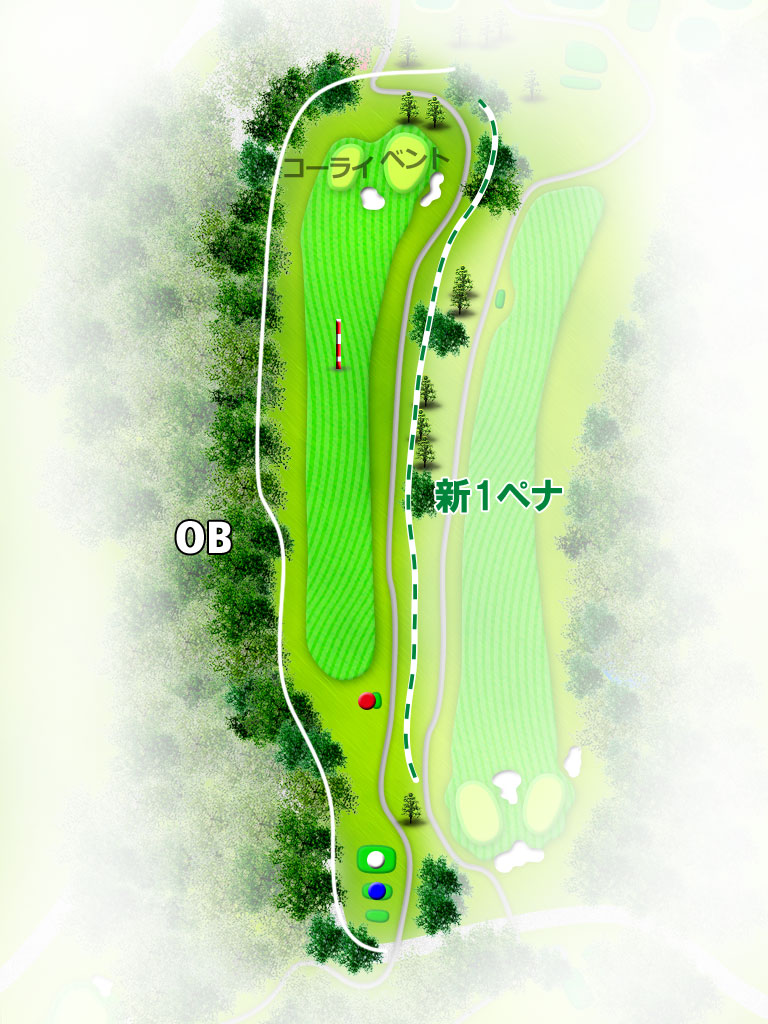 関東国際カントリークラブ 東コース9番ホール コース図