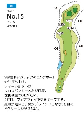 皐月ゴルフ倶楽部 佐野コース IN15番ホール コース図