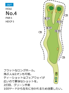 皐月ゴルフ倶楽部 佐野コース OUT4番ホール コース図