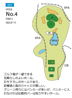 大分富士見カントリー倶楽部 OUT4番ホール コース図