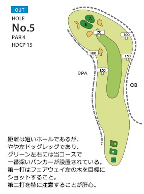 大分富士見カントリー倶楽部 OUT5番ホール コース図