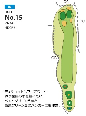 成田の森カントリークラブ IN15番ホール コース図