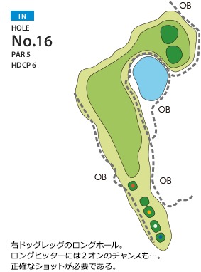 成田の森カントリークラブ IN16番ホール コース図