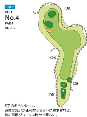 成田の森カントリークラブ OUT4番ホール コース図