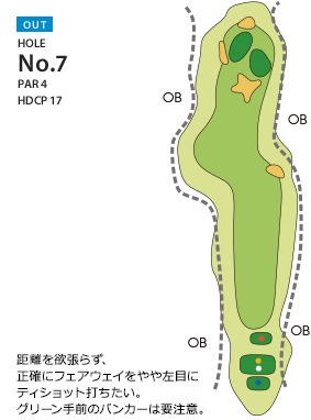 成田の森カントリークラブ OUT7番ホール コース図