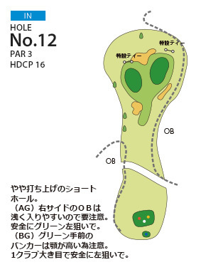 ＰＧＭ御殿場カントリークラブ（旧：足柄森林カントリー倶楽部） IN12番ホール コース図