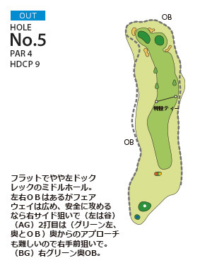 ＰＧＭ御殿場カントリークラブ（旧：足柄森林カントリー倶楽部） OUT5番ホール コース図