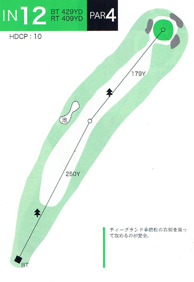 津軽カントリークラブ 百沢コース IN12番ホール コース図