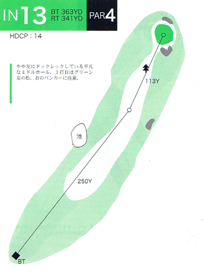 津軽カントリークラブ 百沢コース IN13番ホール コース図