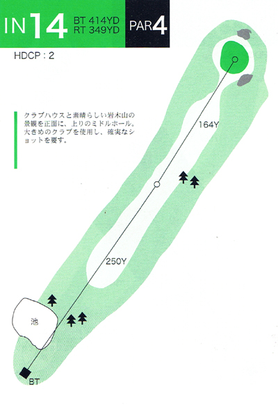 津軽カントリークラブ 百沢コース IN14番ホール コース図