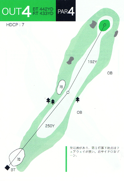 津軽カントリークラブ 百沢コース OUT4番ホール コース図