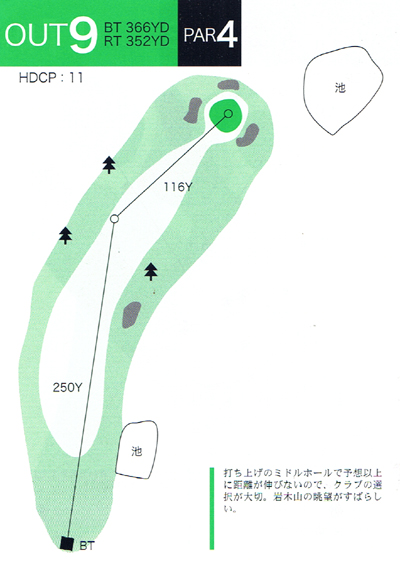 津軽カントリークラブ 百沢コース OUT9番ホール コース図
