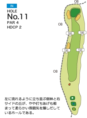 笠間カントリークラブ IN11番ホール コース図