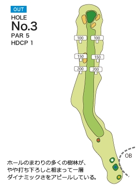 笠間カントリークラブ OUT3番ホール コース図