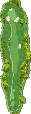 ゴルフ５カントリーオークビレッヂ（旧：オークビレッヂＧＣ） OUT1番ホール コース図