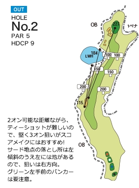 アバイディングクラブゴルフソサエティ OUT2番ホール コース図