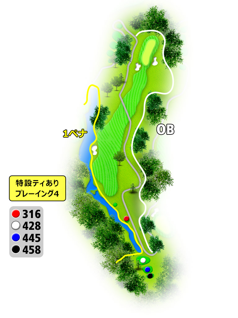 レイクフォレストリゾート センチュリーコース OUT6番ホール コース図