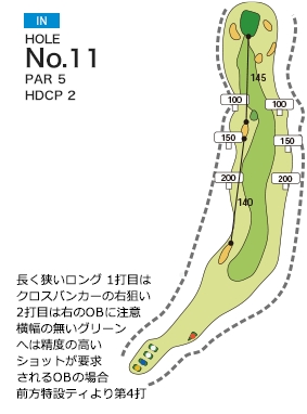 笠岡カントリー倶楽部 IN11番ホール コース図