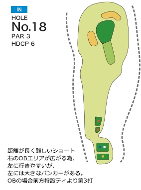笠岡カントリー倶楽部 IN18番ホール コース図