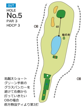 笠岡カントリー倶楽部 OUT5番ホール コース図