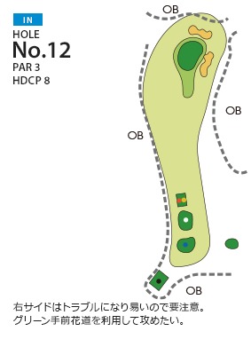 中央道晴ヶ峰カントリー倶楽部 IN12番ホール コース図