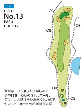 中央道晴ヶ峰カントリー倶楽部 IN13番ホール コース図