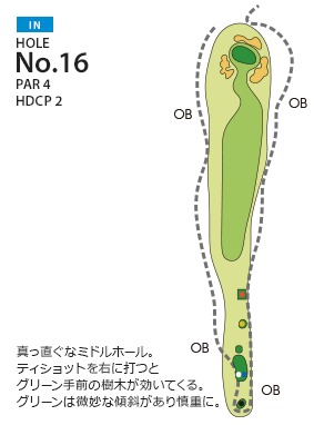 中央道晴ヶ峰カントリー倶楽部 IN16番ホール コース図