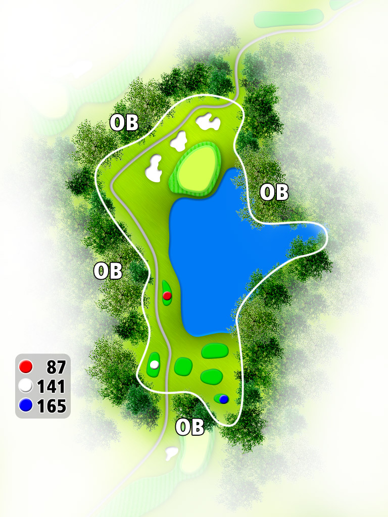 白鷺ゴルフクラブ IN13番ホール コース図