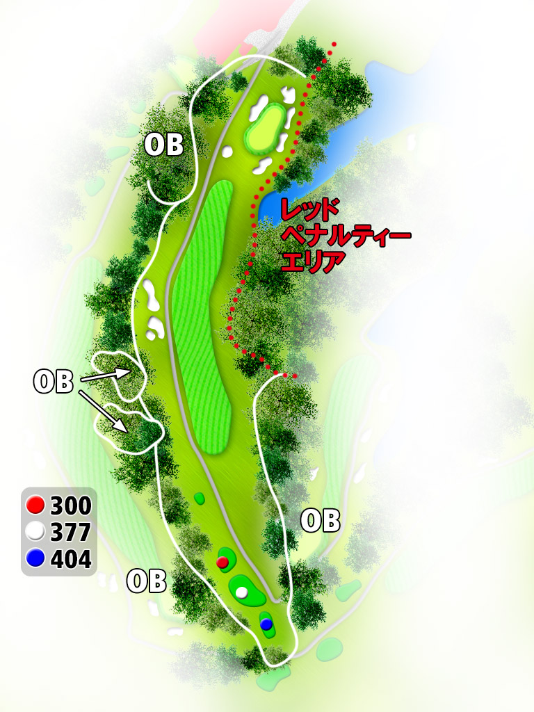 白鷺ゴルフクラブ IN18番ホール コース図