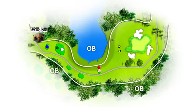 関西ゴルフ倶楽部 OUT4番ホール コース図