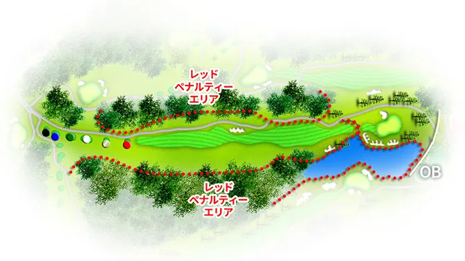 グレイスヒルズカントリー倶楽部 OUT9番ホール コース図