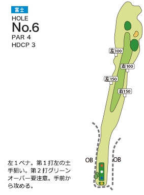 富士チサンカントリークラブ 富士コース6番ホール コース図