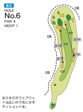 富士チサンカントリークラブ 駿河コース6番ホール コース図