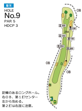 富士チサンカントリークラブ 駿河コース9番ホール コース図