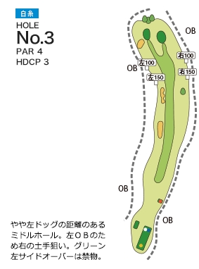 富士チサンカントリークラブ 白糸コース3番ホール コース図