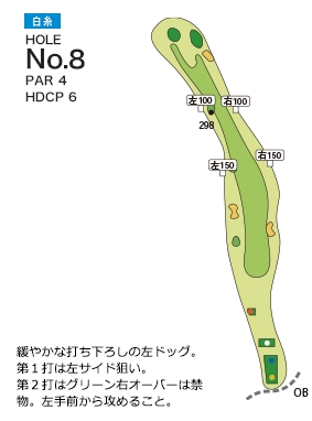 富士チサンカントリークラブ 白糸コース8番ホール コース図