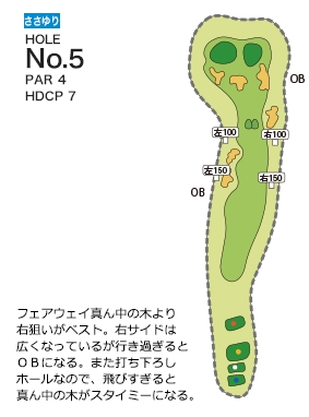 近江ヒルズゴルフ倶楽部 ささゆり5番ホール コース図